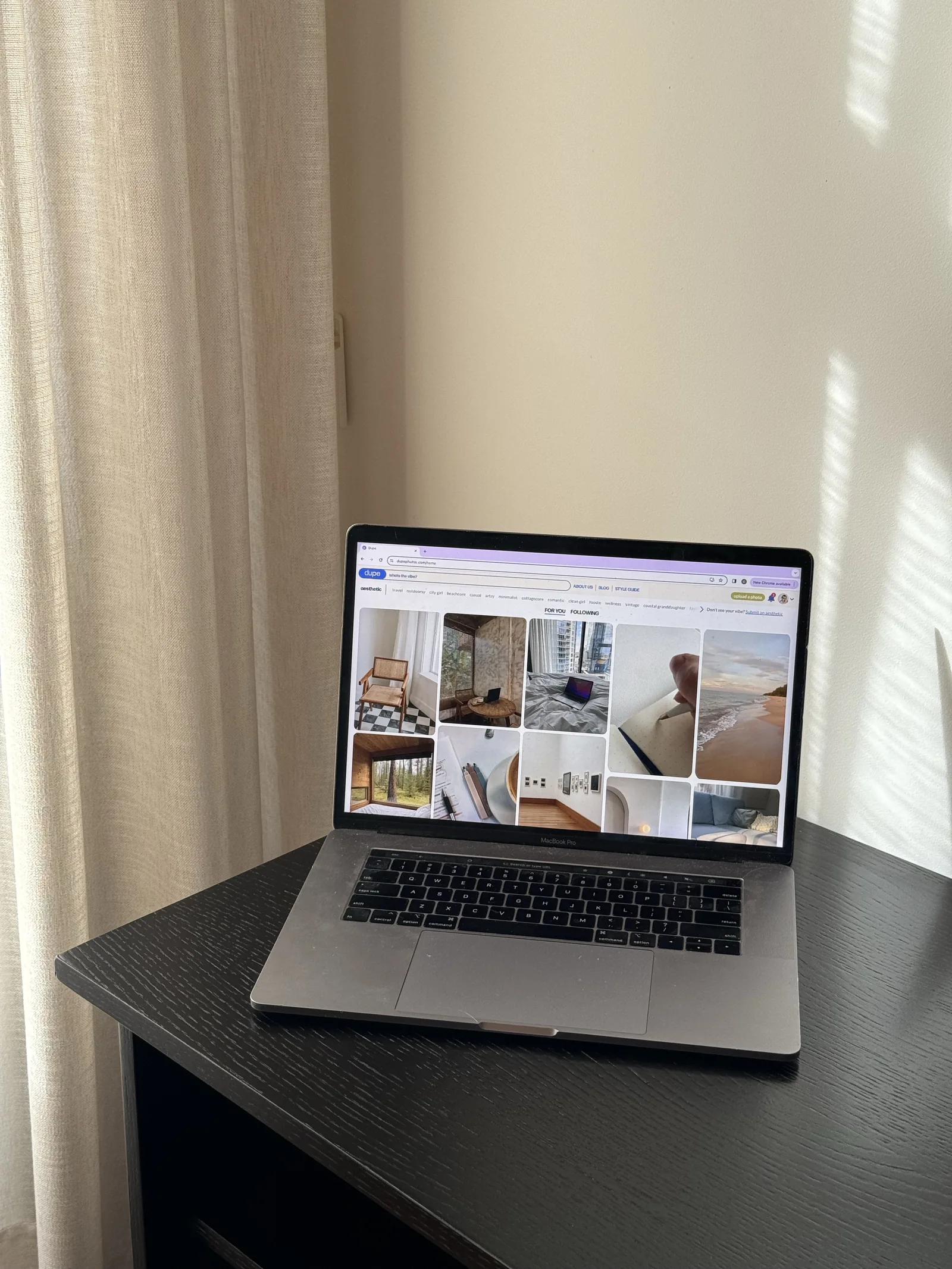 A laptop in soft window light