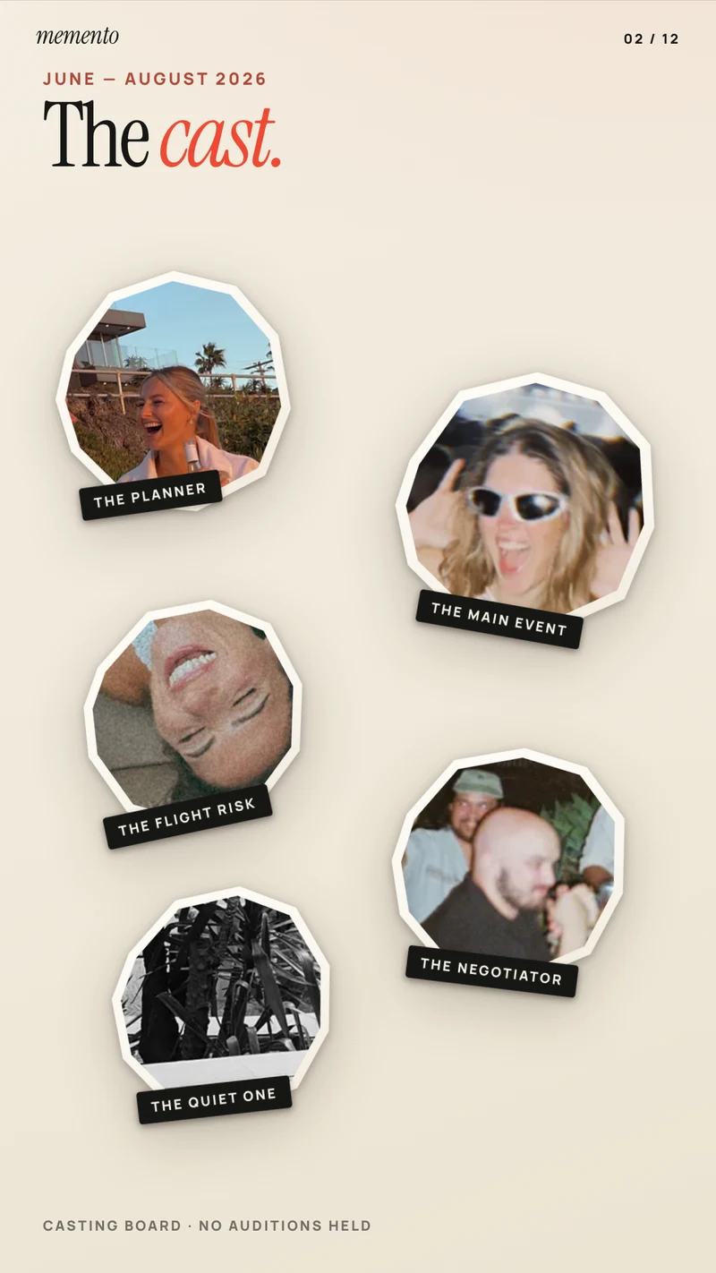 the cast — example Memento card